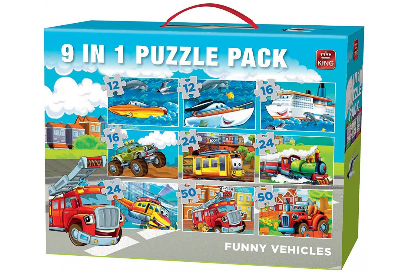 Puzzle King - Funny Vehicles, 12/16/24/50 piese (05521)