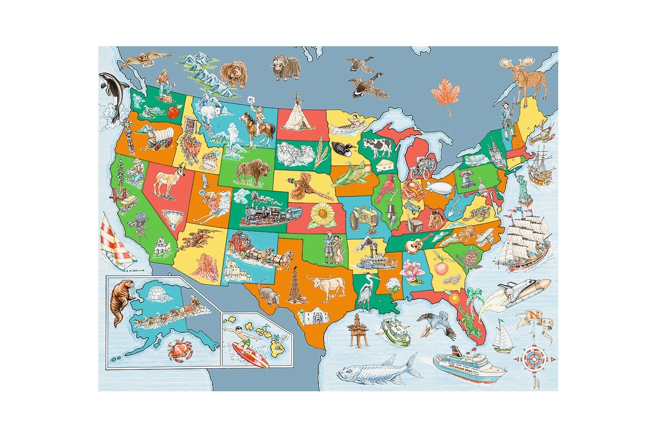 Puzzle Ravensburger - Map of the United States of America, 100 piese XXL (10716)