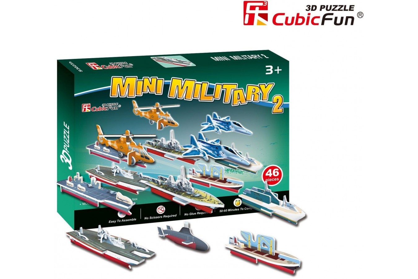 Puzzle 3D Cubic Fun - Military cars, 46 piese (Cubic-Fun-S3023H)