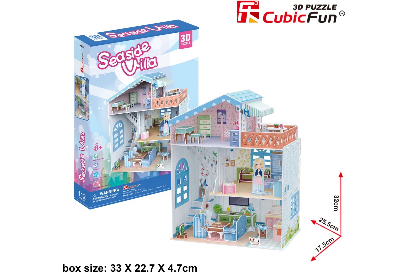 Puzzle 3D Cubic Fun - Seaside Village, 112 piese (Cubic-Fun-P683h)
