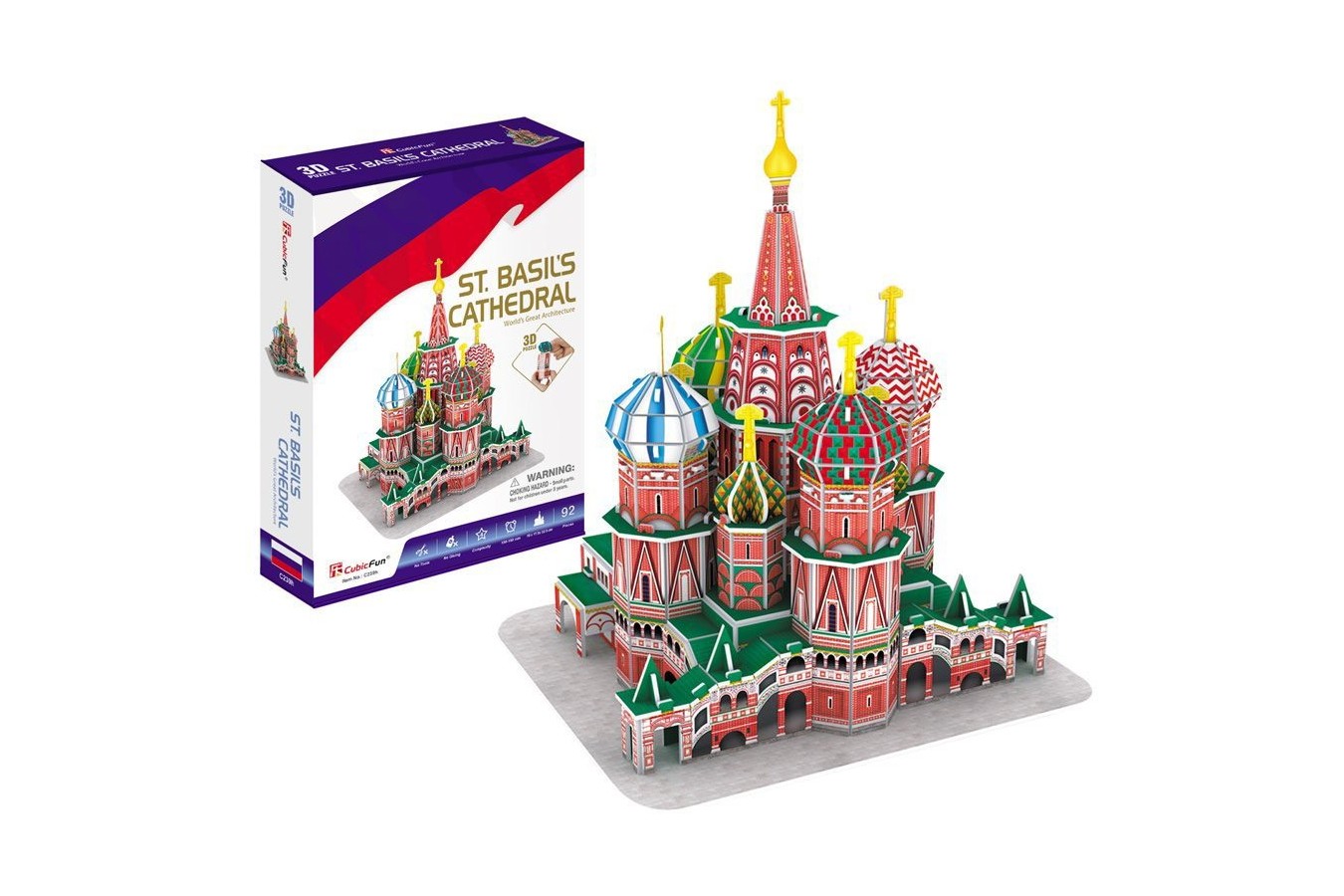 Puzzle 3D Cubic Fun - St. Basil\'s Cathedral, 92 piese (Cubic-Fun-C239h)