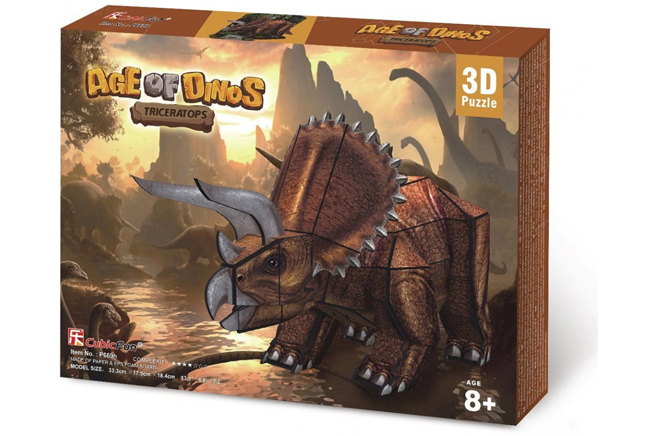Puzzle 3D Cubic Fun - Triceratops Dinosaur, 41 piese (Cubic-Fun-P669h)