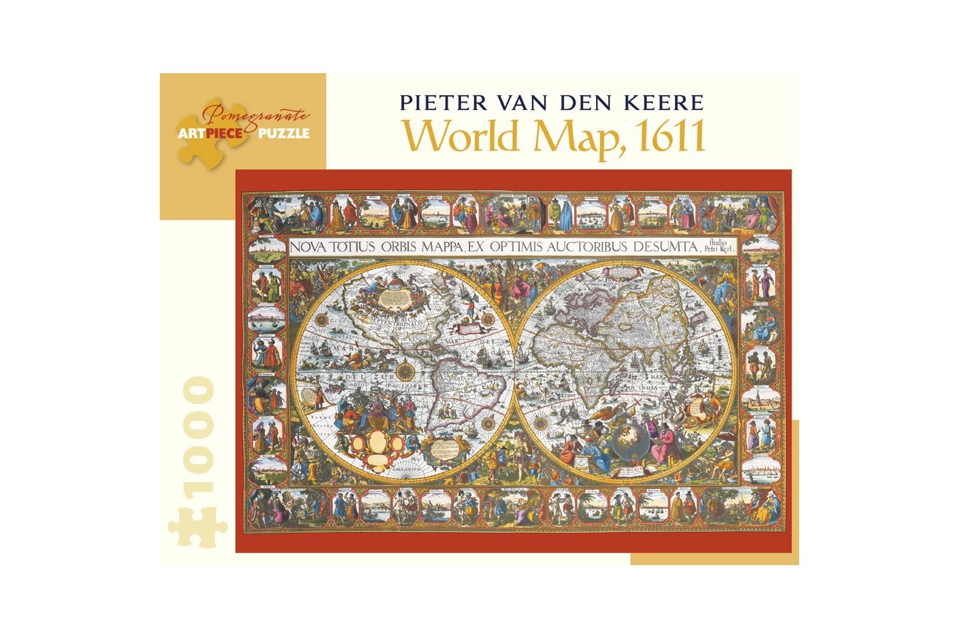 Puzzle Pomegranate - Pieter van den Keere: World Map, 1611, 1.000 piese (AA902)