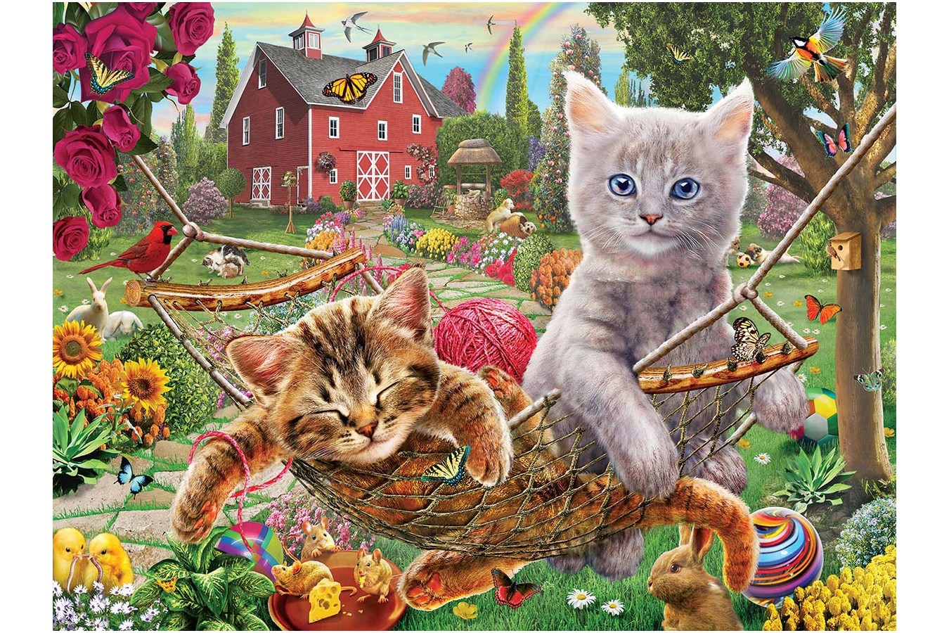 Puzzle SunsOut - Adrian Chesterman: Cats on the Farm, 1.000 piese (Sunsout-51824)