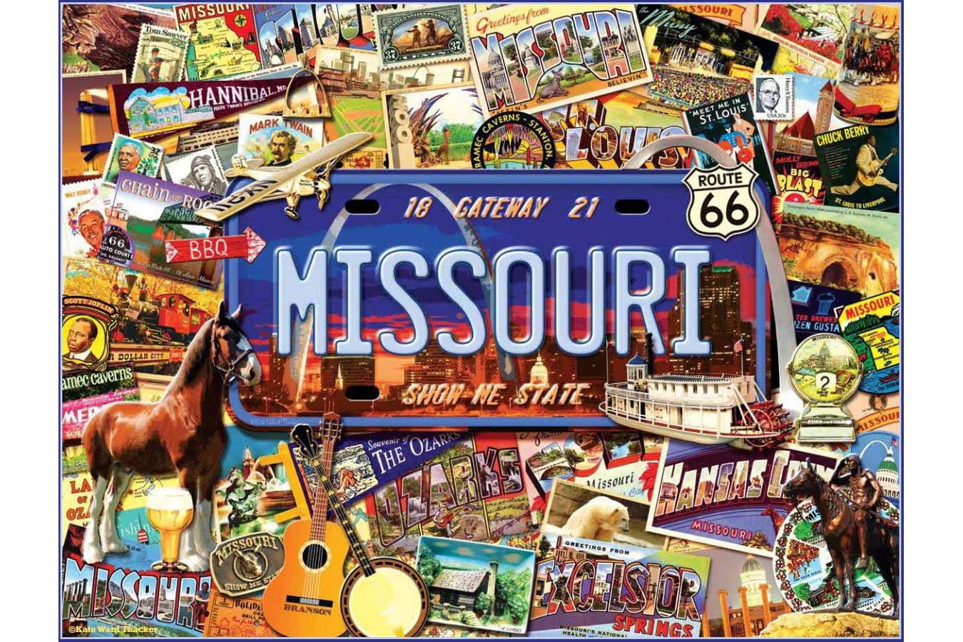 Puzzle SunsOut - Kate Ward Thacker: Missouri - The 'Show Me' State, 1.000 piese (Sunsout-70038) imagine