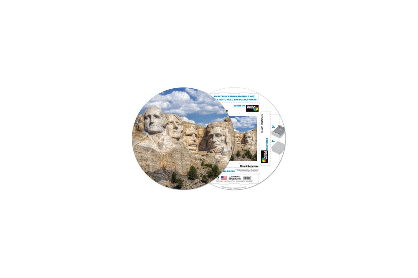 Puzzle rotund Pigmen & Hue - Mount Rushmore, 140 piese (Pigment-and-Hue-RMTRUSH-41219)