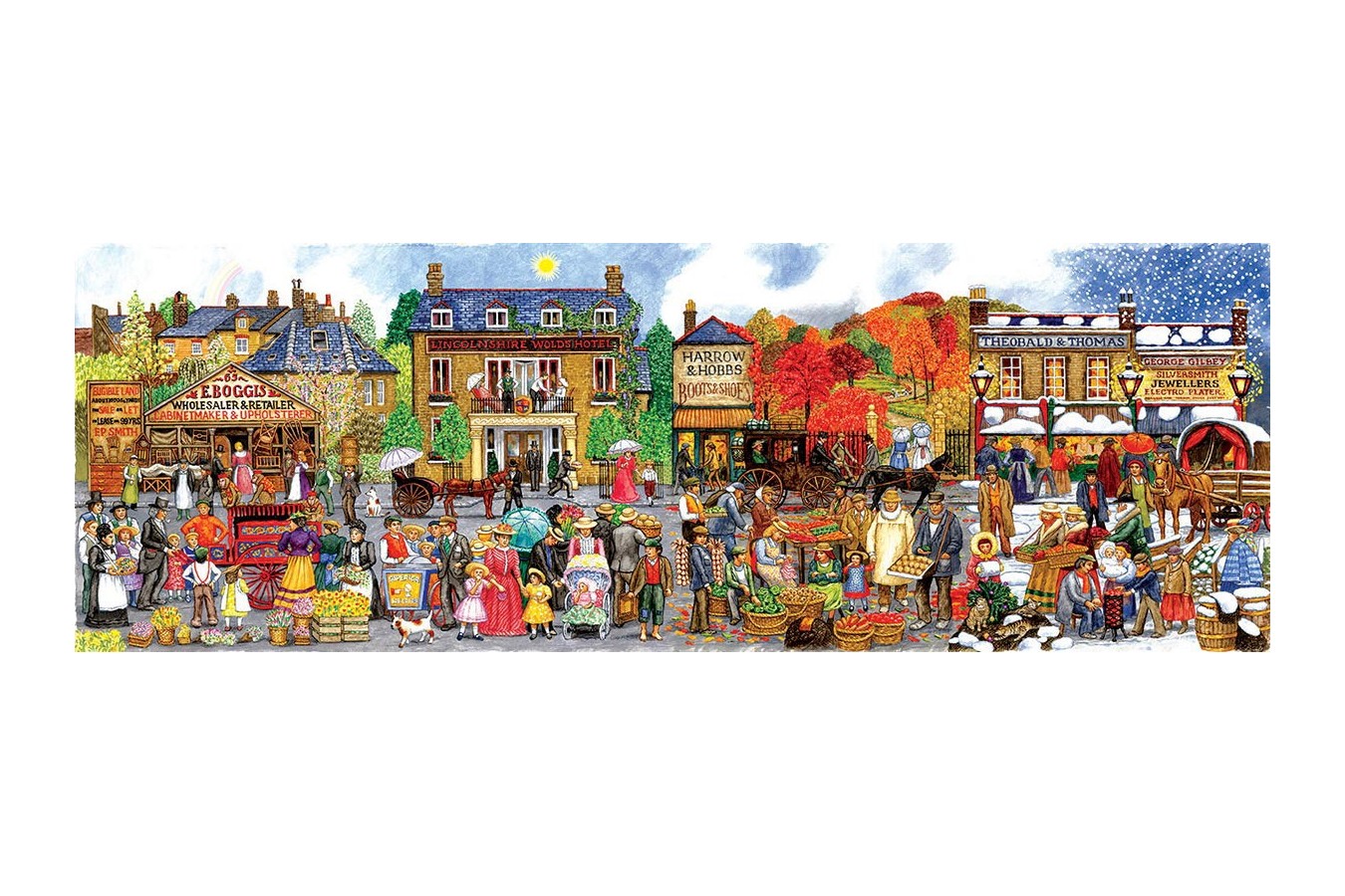 Puzzle panoramic SunsOut - Victorian Main Street, 500 piese (Sunsout-52433)