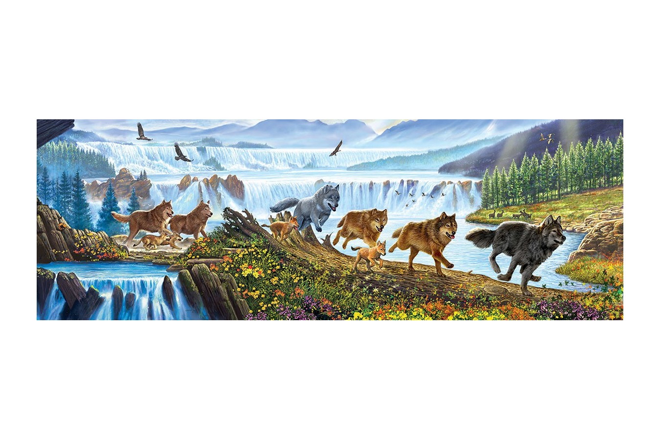 Puzzle panoramic SunsOut - Wolves on the Run, 500 piese (Sunsout-57356)