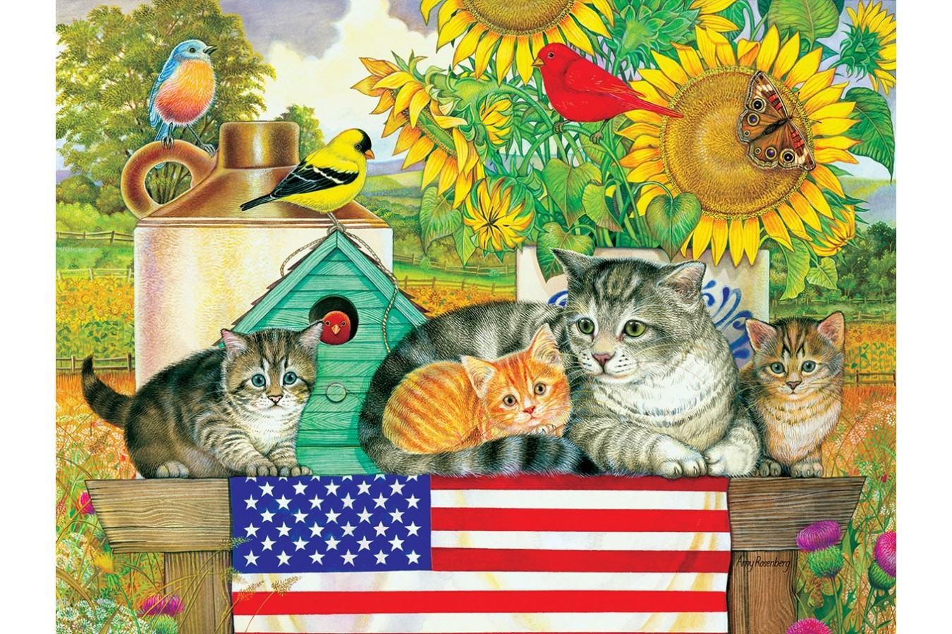 Puzzle SunsOut - Patriotic Kittens, 300 piese (Sunsout-71988)