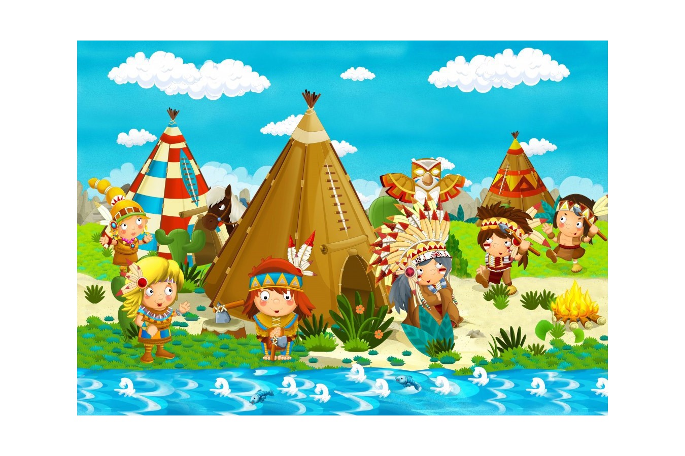 Puzzle Bluebird - Small Indian Tribe, 48 piese (70361) imagine