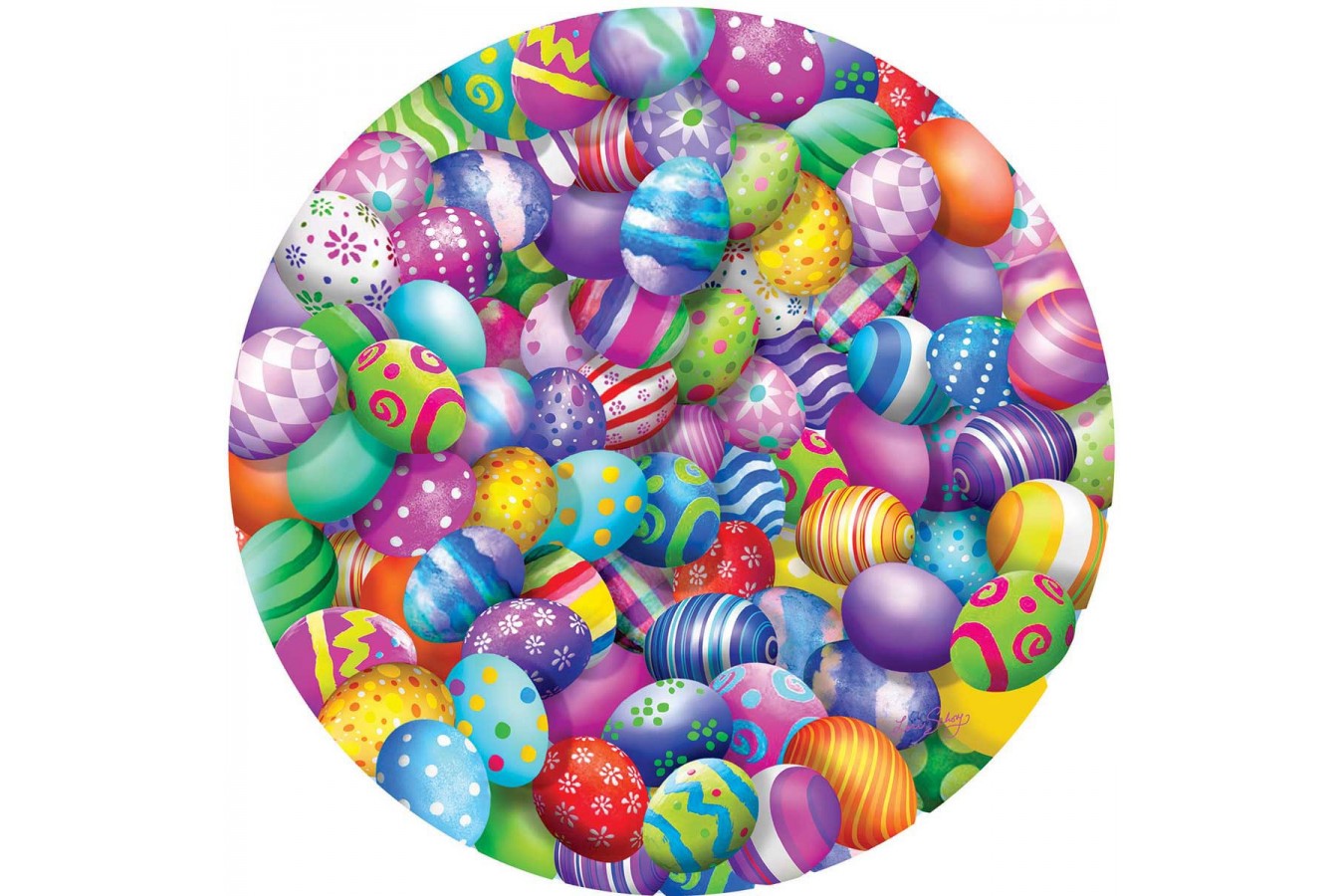 Puzzle rotund SunsOut - Easter Eggs, 500 piese XXL (Sunsout-34873)