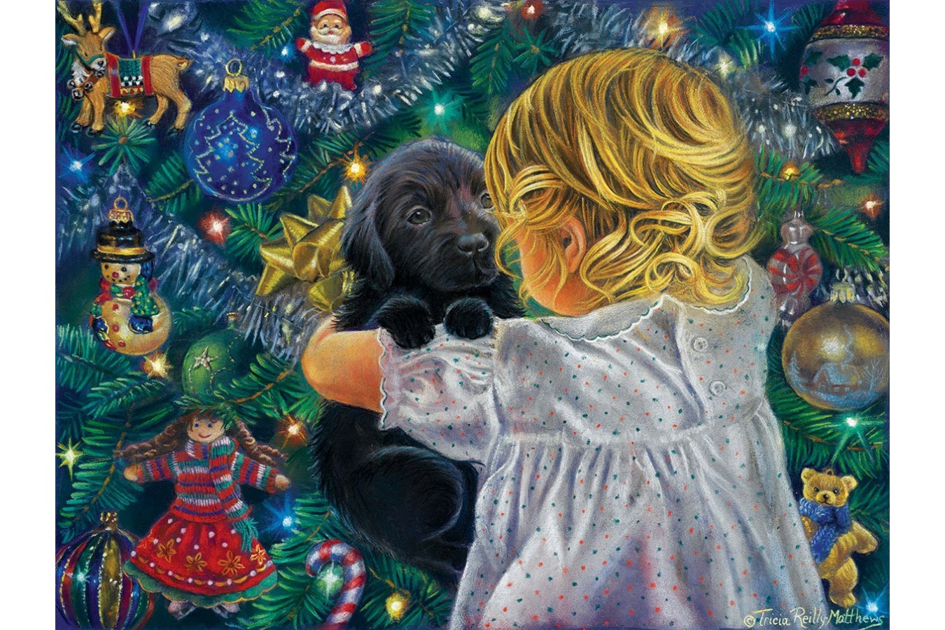 Puzzle SunsOut - A Christmas Puppy, 300 piese XXL (Sunsout-35810)