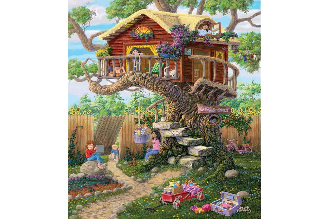 Puzzle SunsOut - Girl\'s Clubhouse, 300 piese XXL (Sunsout-38788)