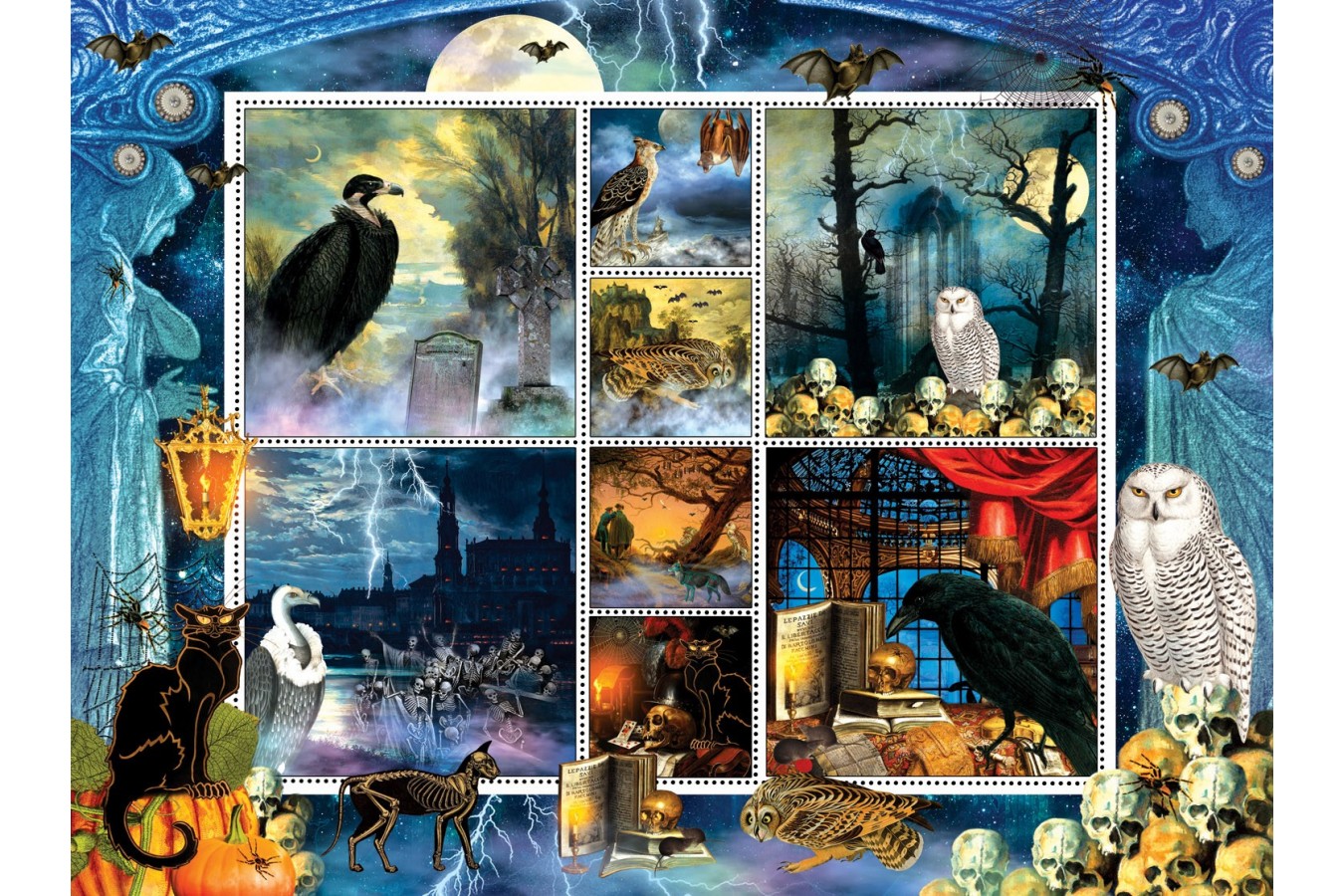 Puzzle SunsOut - Halloween Stamps Spooky, 1.000 piese (Sunsout-55926)