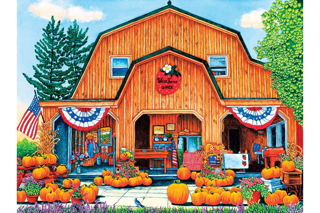 Puzzle SunsOut - Thelma Winter: Weiss Farm Pumpkins, 500 piese (Sunsout-32710)