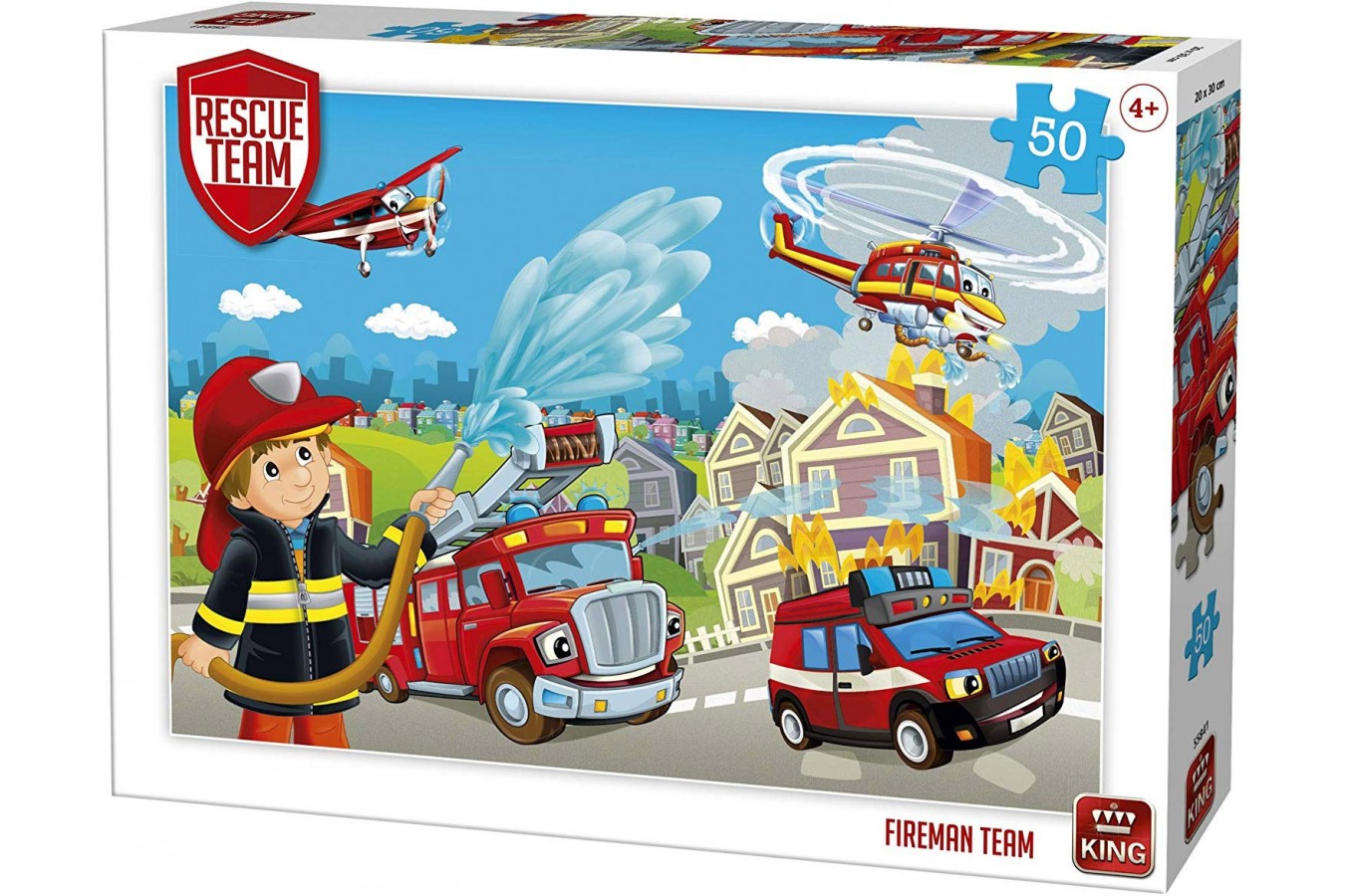 Puzzle King International - Rescue Team - Fireman Team, 50 piese (55841)
