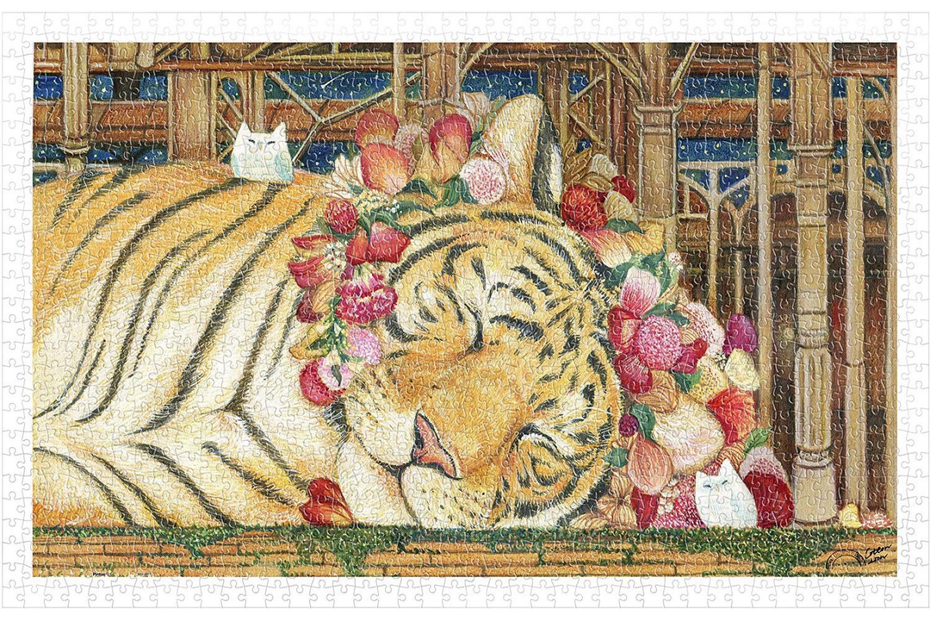 Puzzle din plastic Pintoo - Cotton Lion - Goodnight Tiger, 1.000 piese (H2146)