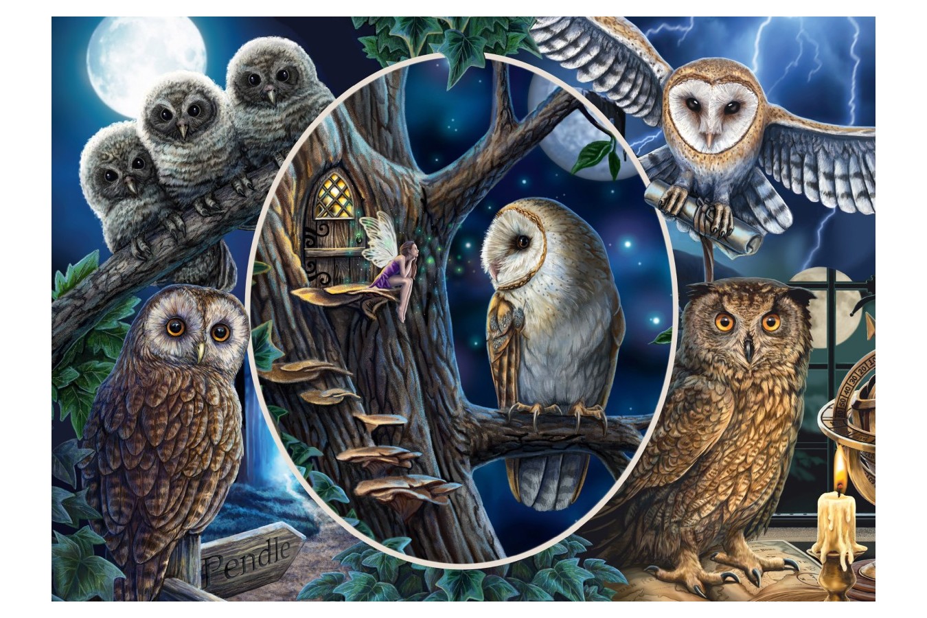 Puzzle Schmidt - Lisa Parker: Mysterious Owls, 1.000 piese (59667) imagine