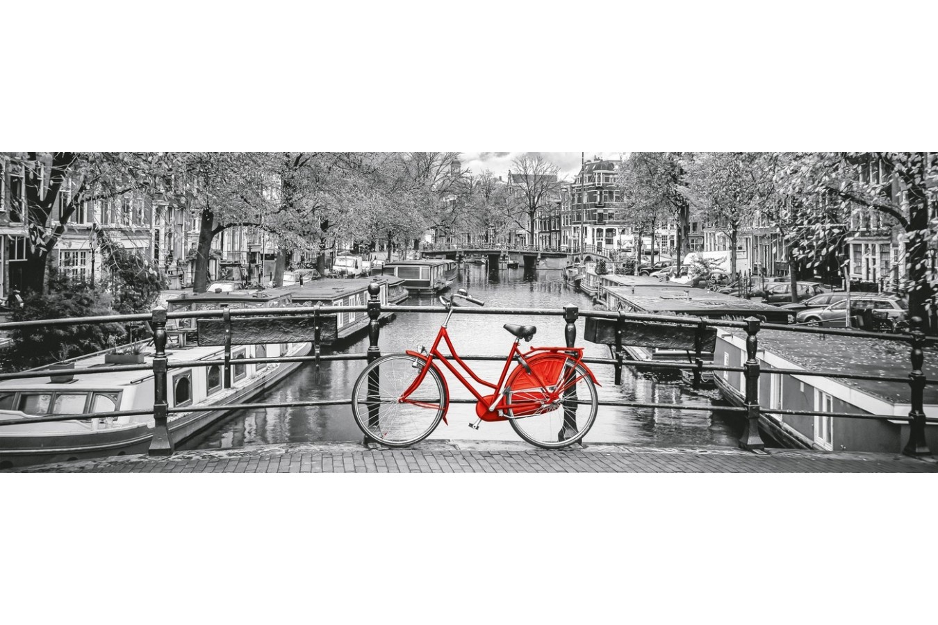 Puzzle panoramic Clementoni - Amsterdam Bicycle, 1.000 piese alb-negru (39440) imagine