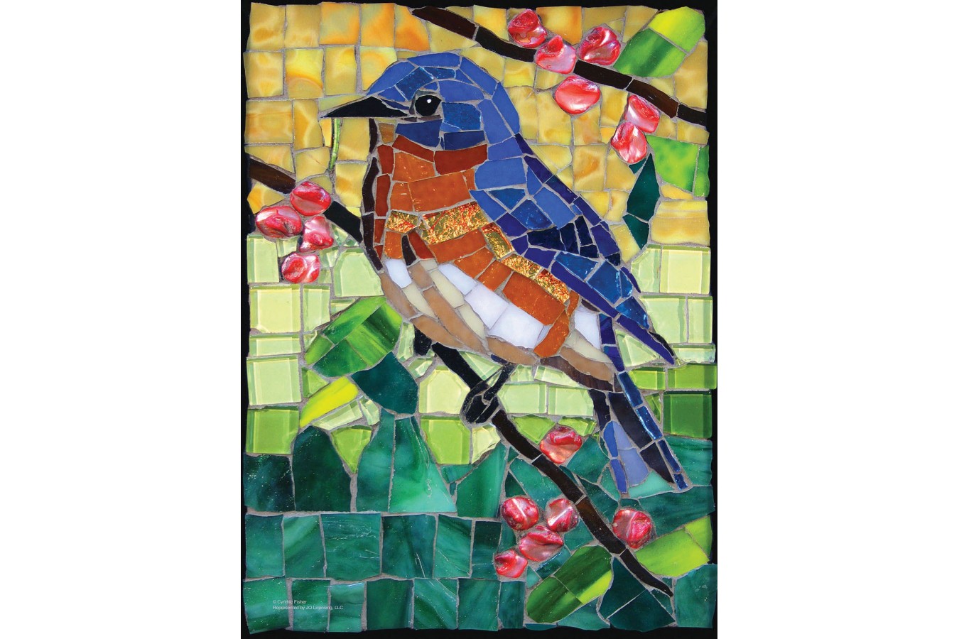 Puzzle SunsOut - Cynthie Fisher: Stained Glass Bluebird, 1.000 piese (Sunsout-70716)