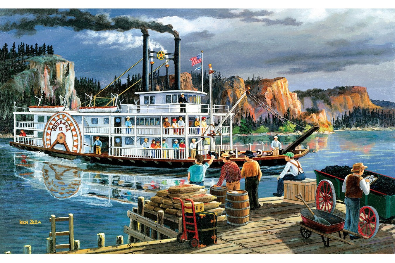 Puzzle SunsOut - Ken Zylla: Riverboat, 300 piese XXL (Sunsout-39521)