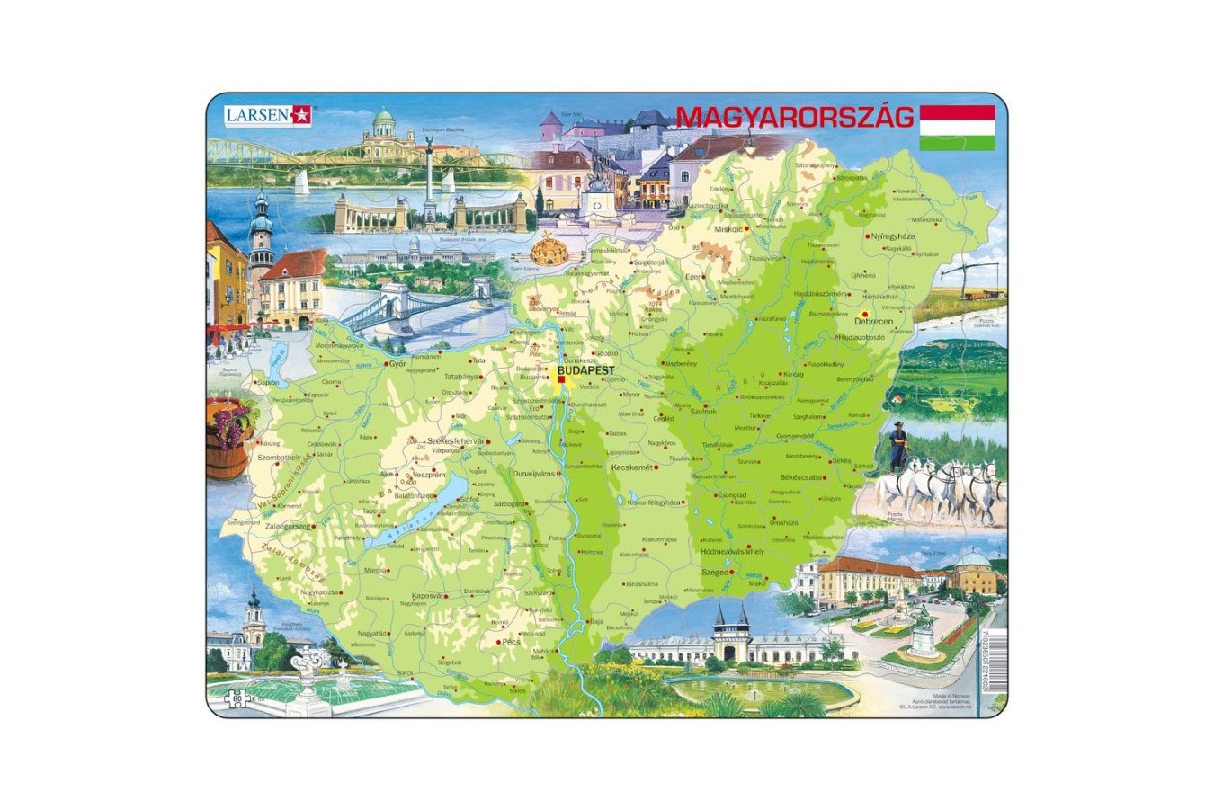 Puzzle Larsen - Physical Map of Hungary, 80 piese (K60-HU)