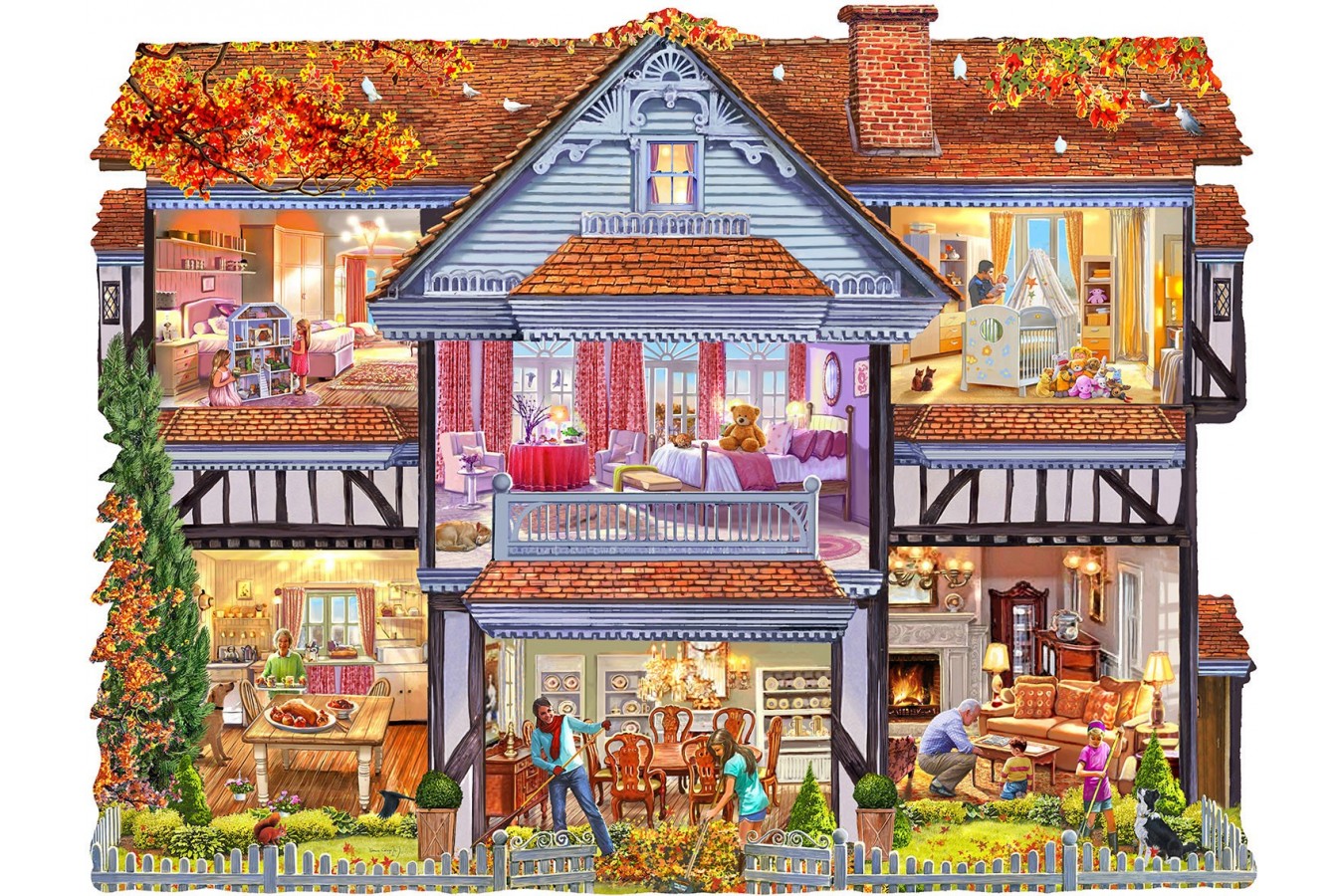 Puzzle contur SunsOut - Steve Crisp: Autumn Country House, 1.000 piese (Sunsout-96058)