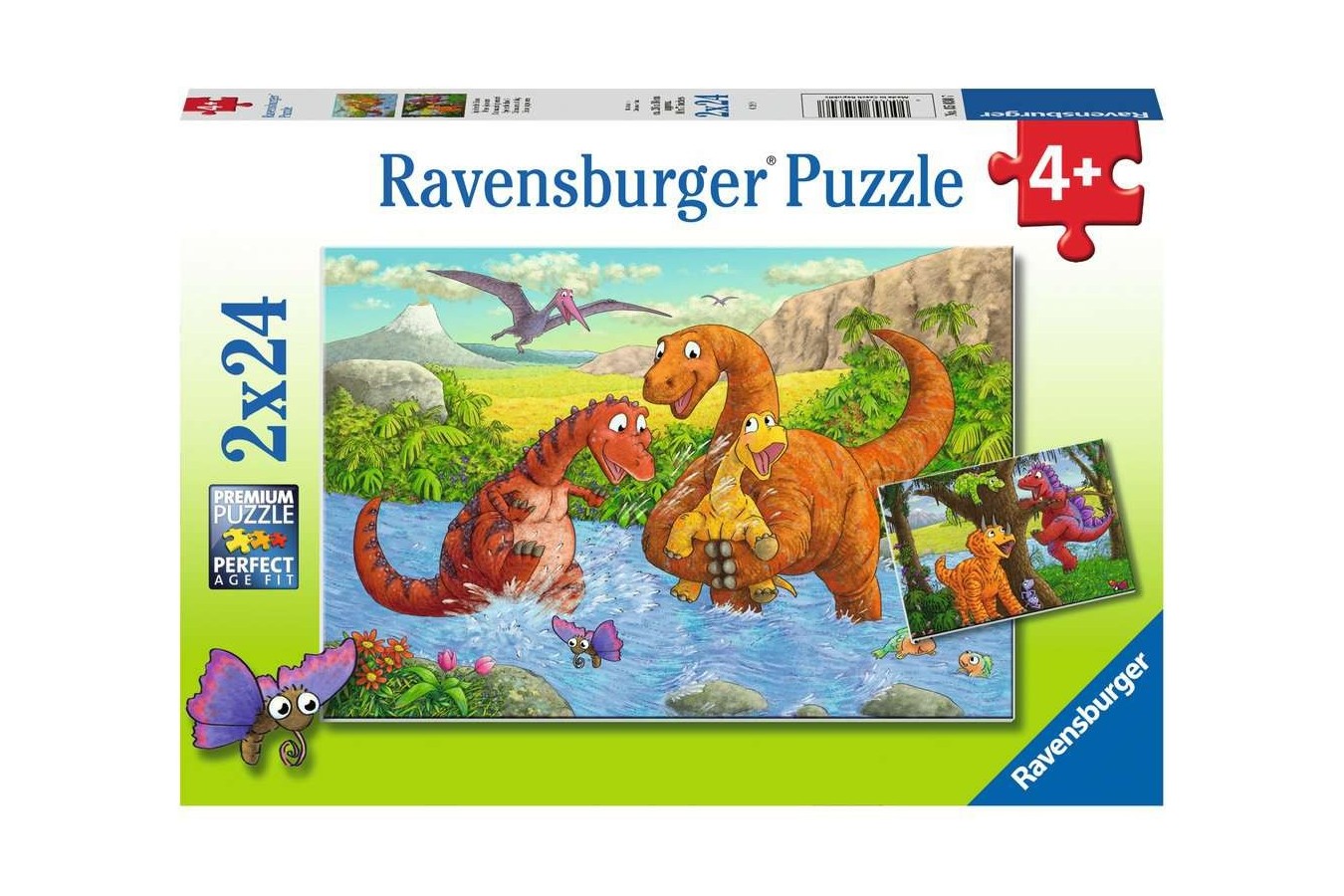 Puzzle Ravensburger - Dinozauri La Rau, 2x24 piese (05030) - 1