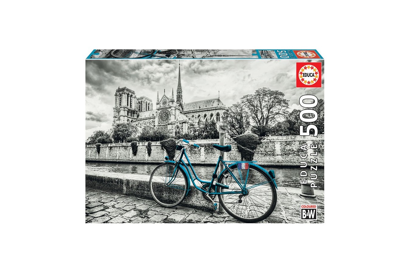 Puzzle Educa - Bike Near Notre Dame Coloured B&W, 500 piese (18482) - 1