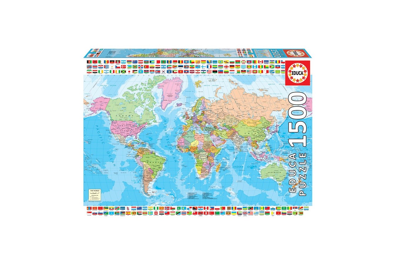 Puzzle Educa - Political World Map, 1500 piese (18500) - 1