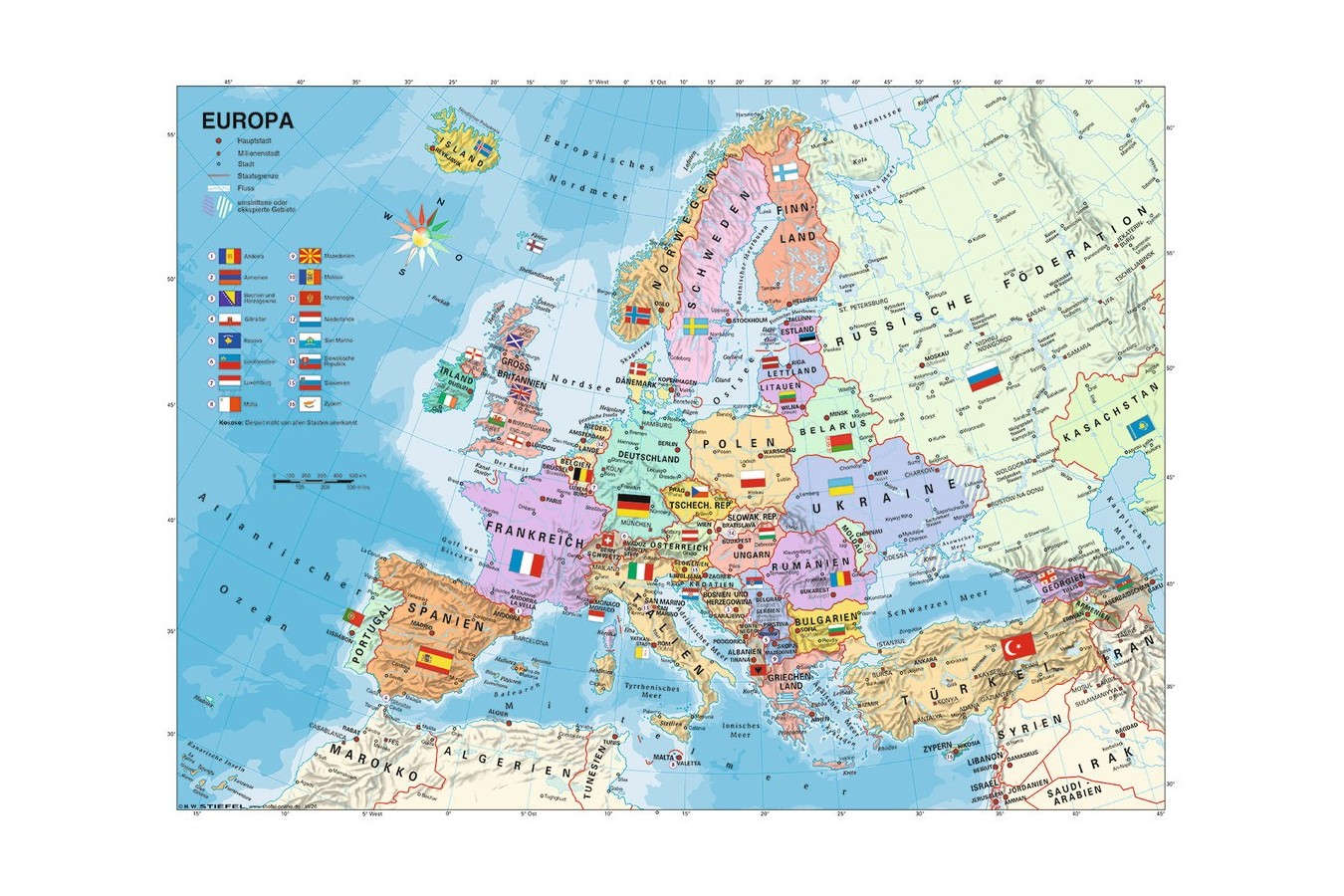 Puzzle Ravensburger - Harta Politica A Europei, 200 Piese