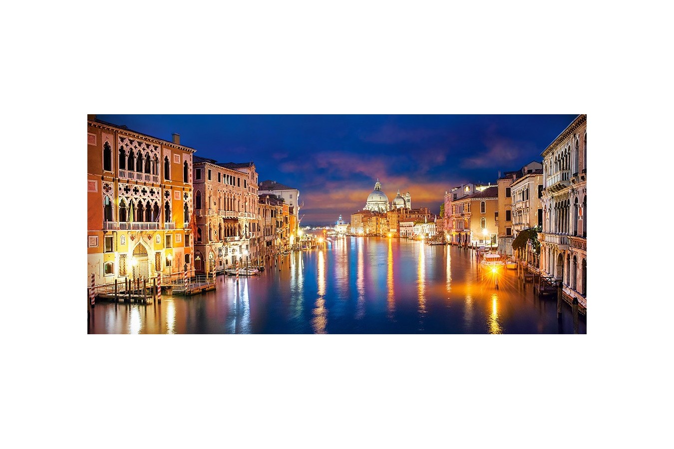 Puzzle Castorland Panoramic - The Grand Canal By Night Venice, 600 Piese