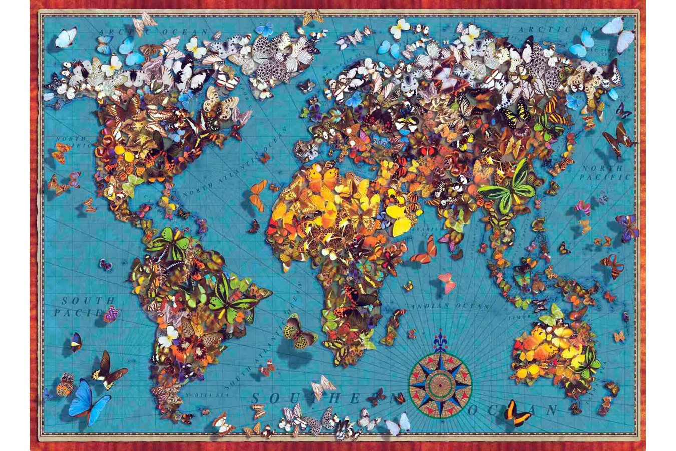 Puzzle Anatolian - Butterfly World Map, 1000 piese (1029) imagine