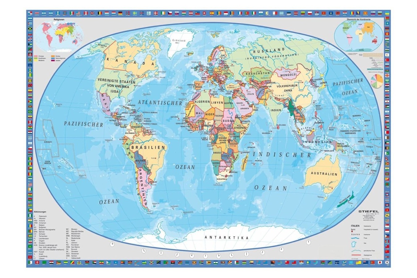 Puzzle Schmidt - Harta geografica a lumii, 1.000 piese (58186) imagine