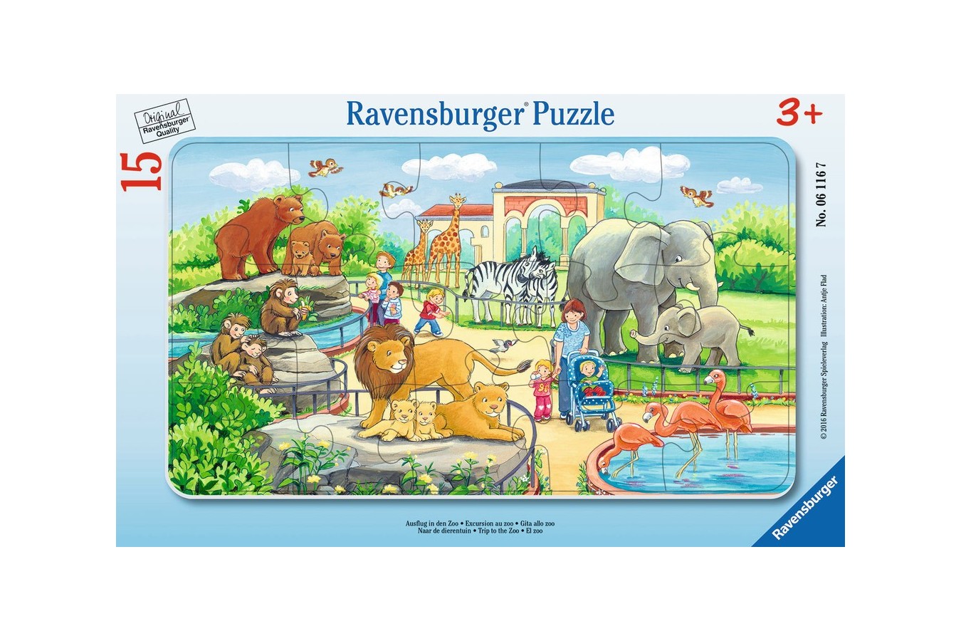 Puzzle Ravensburger - Calatorie La Zoo, 15 piese (06116)