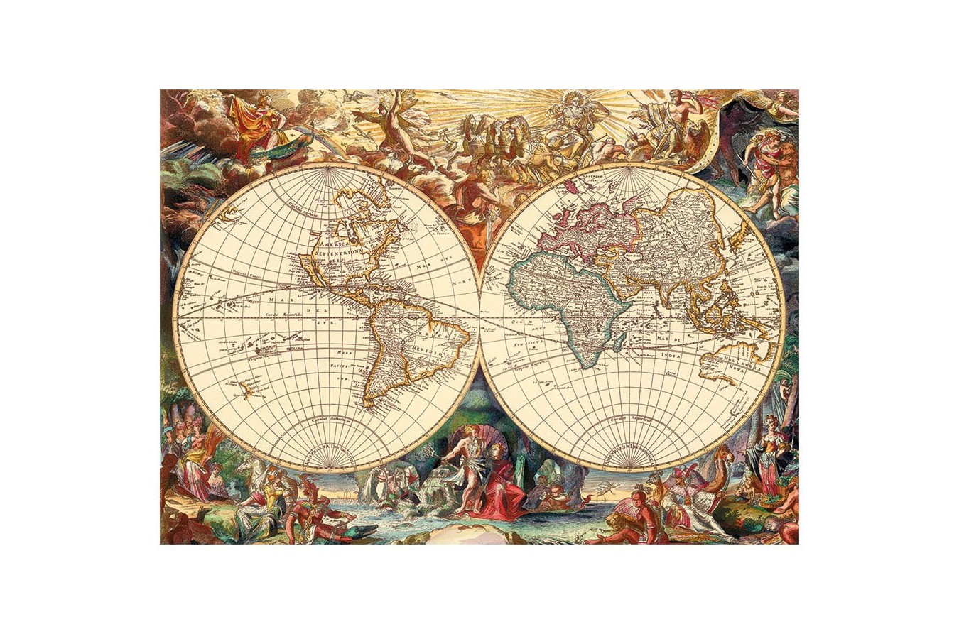 Puzzle Dino - Antique World Map, 1.000 piese (53249) imagine