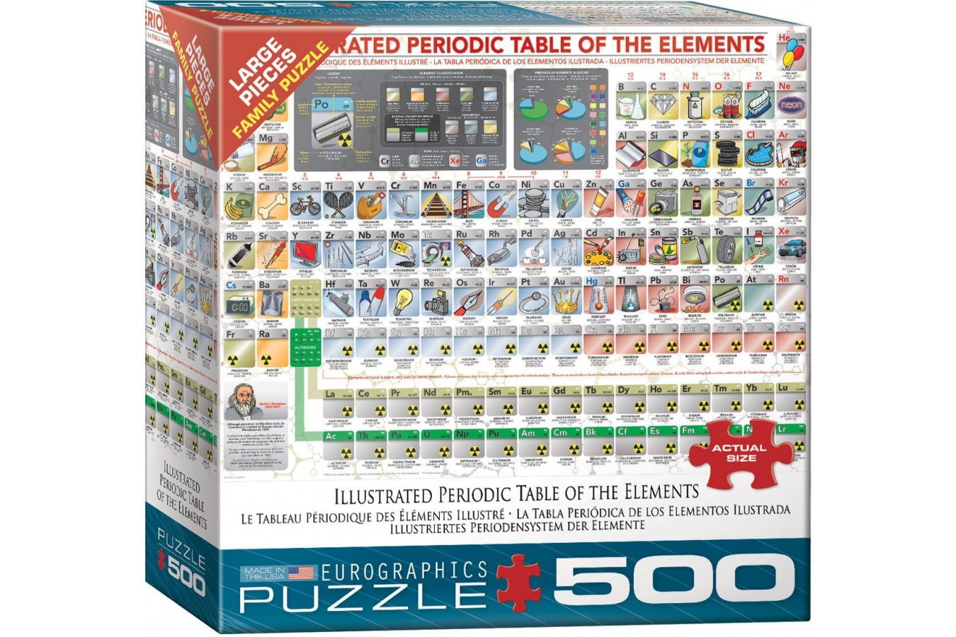 Puzzle Eurographics - Illustrated Periodic Table of The Elements, 500 piese XXL (8500-5355)