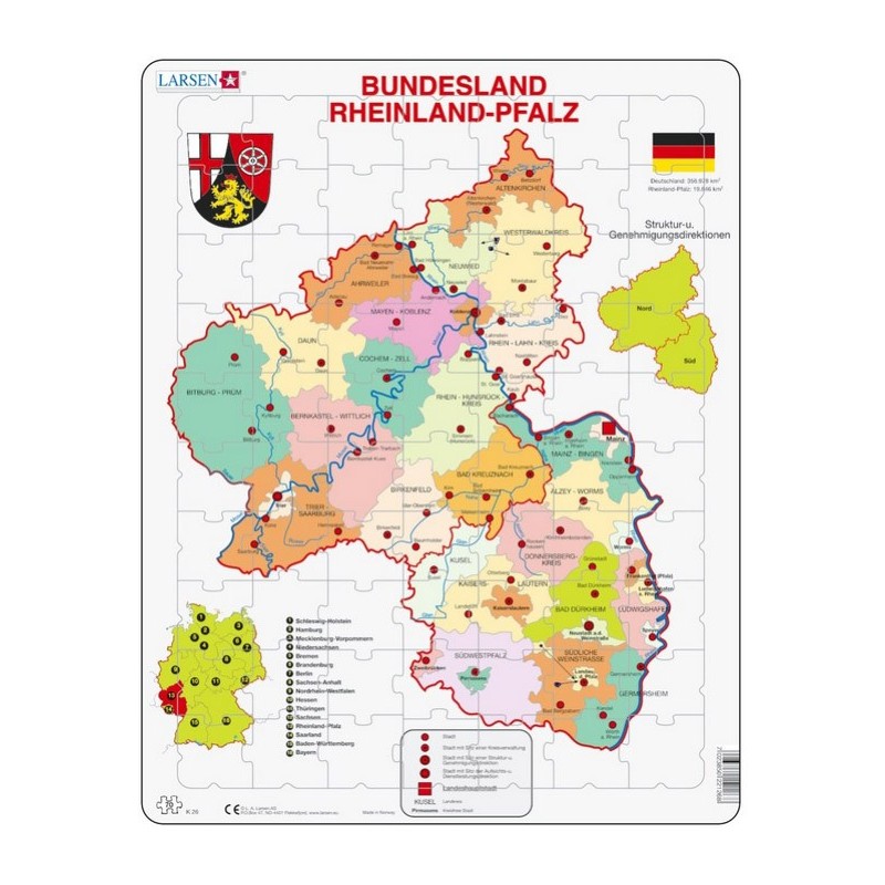 Puzzle Larsen - Bundesland - Rheinland - Pfalz, 70 piese (K26-DE)
