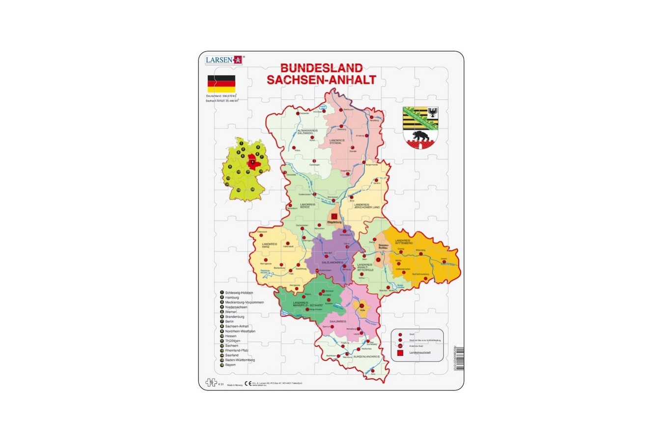 Puzzle Larsen - Bundesland - Sachsen - Anhalt, 70 piese (K31-DE)