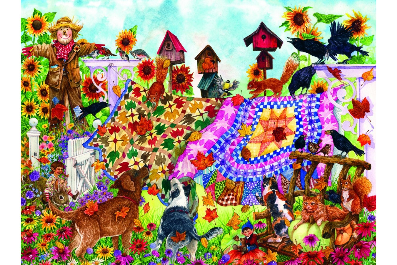Puzzle Sunsout - Wendy Edelson: Autumn Garden Quilts, 1.000 piese (20225)
