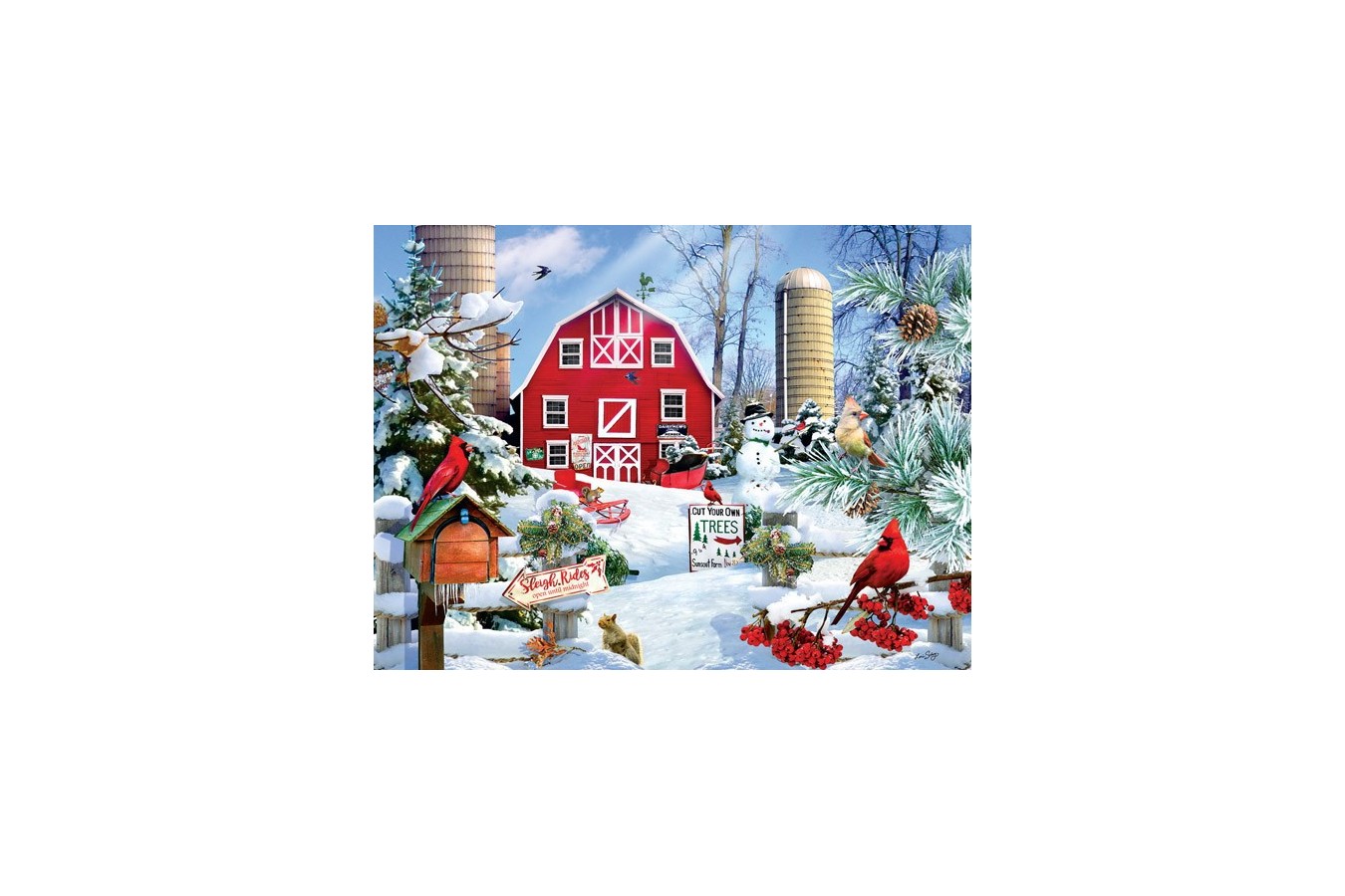 Puzzle Sunsout - Lori Schory: A Snowy Day on the Farm, 1.000 piese (35025)