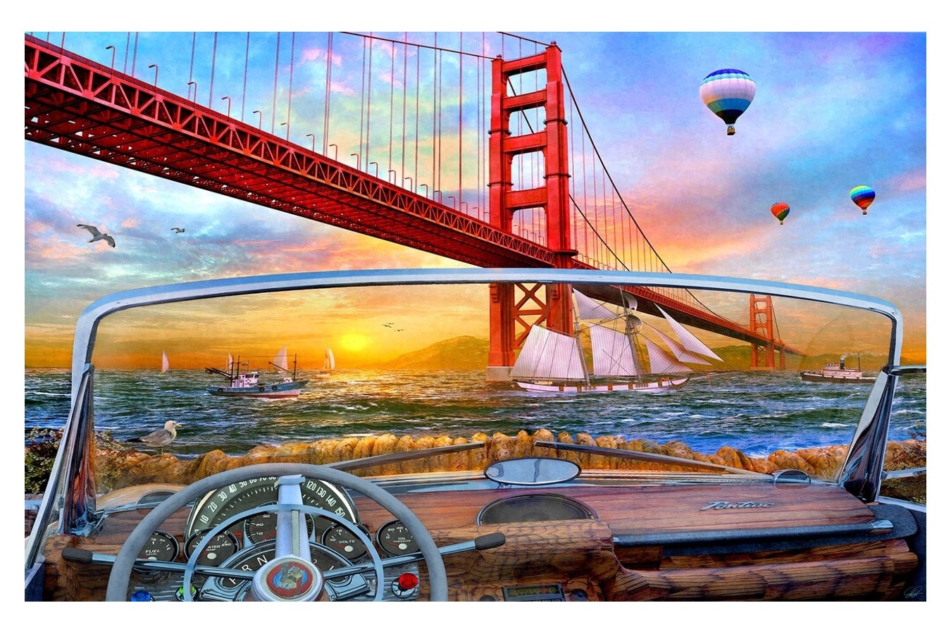 Puzzle Sunsout - Dominic Davison: Golden Gate Adventure, 550 piese (50069)