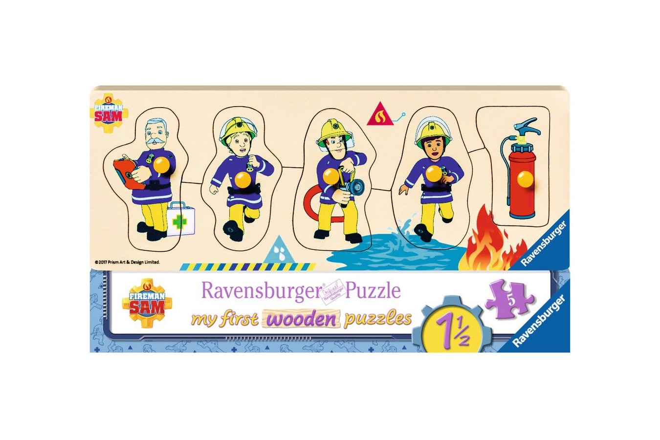 Puzzle din lemn Ravensburger - Wooden Fireman Sam, 5 piese (03237)