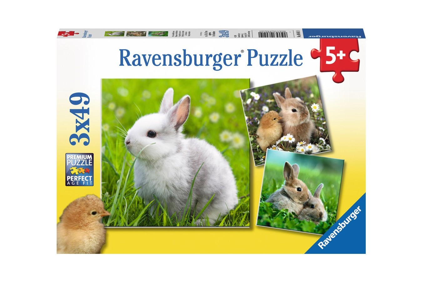 Puzzle Ravensburger - Cute Bunny, 3x49 piese (08041)