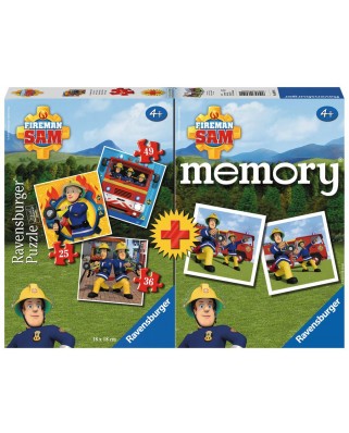 Puzzle Ravensburger - Fireman Sam + Memory, 25/36/49 piese, + joc memorie (06910)