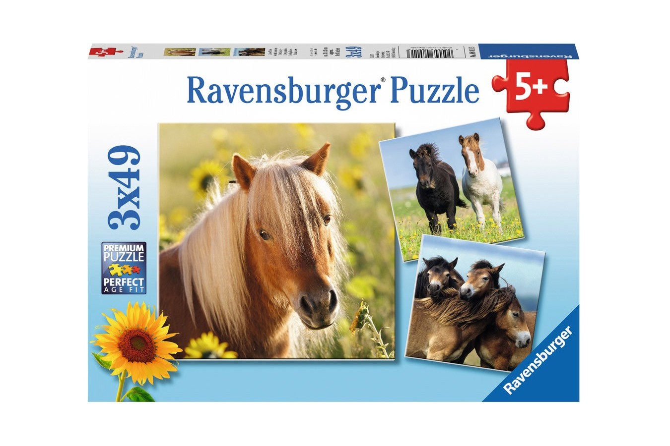Puzzle Ravensburger - Horses, 3x49 piese (08011)