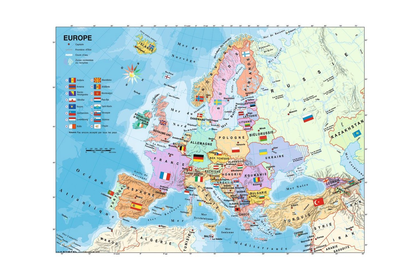 Puzzle Ravensburger - Map of Europe in French, 200 piese XXL (12841)
