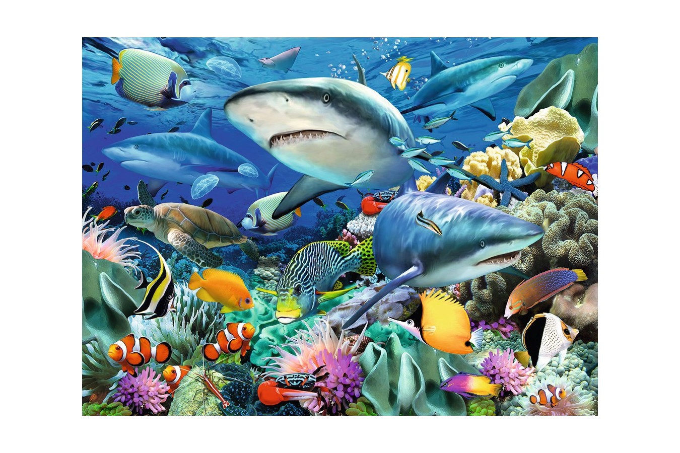 Puzzle Ravensburger - Reef of the Sharks, 100 piese XXL (10951)