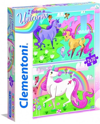 Puzzle Clementoni - I Believe in Unicorns, 2x20 piese (24754)