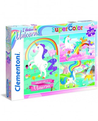 Puzzle Clementoni - I Believe in Unicorns, 3x48 piese (25231)